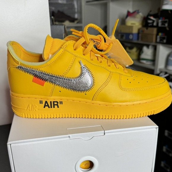 BRAND NEW Off-White UNIVERSITTY GOLD Nike AF1  8w (6.5m) - Picture 1 of 9